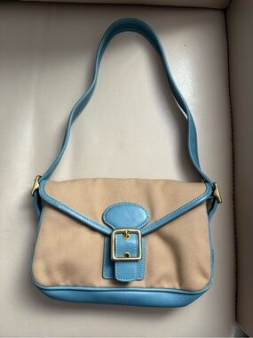 Coach vintage Legacy flap bag beige and blue EUC canvas and leather